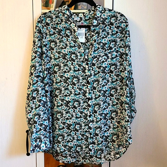 Kut from the Kloth Tops - BNWT Black and Teal Floral Blouse - Size XL